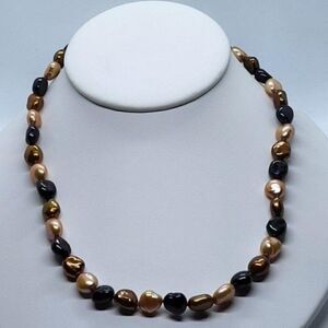 Vintage Multi Colored Fresh-Water Pearls, .925 Sterling Silver, 18 Inch Necklace